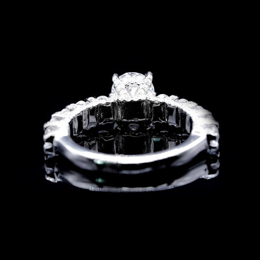 Pave Style Round Moissanite Diamond VVS D Color Engagement Ring | PASSES DIAMOND TESTER!!!