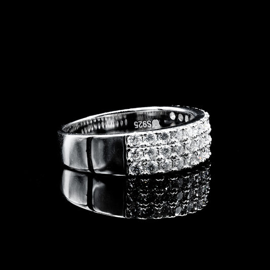 Wide Moissanite Diamond VVS D color Men's Anniversary Band with Real 925 silver | PASS DIAMOND TESTER!!!