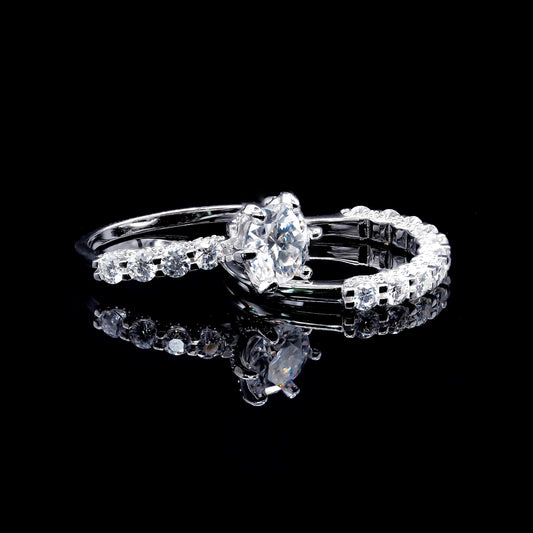 Women’s Moissanite Diamond VVS D Color Half Eternity Wedding Set | PASSES DIAMOND TESTER!!!