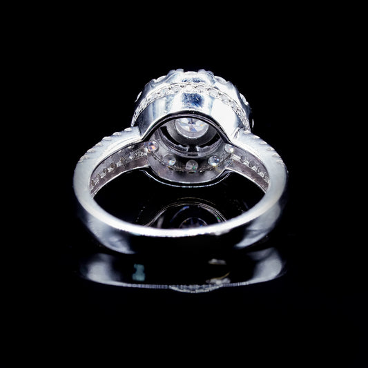 Women’s Moissanite Diamond VVS D Color Round Halo Style Ring | PASS DIAMOND TESTER!!!