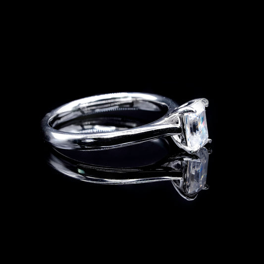 Women’s Moissanite Diamond VVS D Color Emerald Solitaire Ring | PASS DIAMOND TESTER!!!