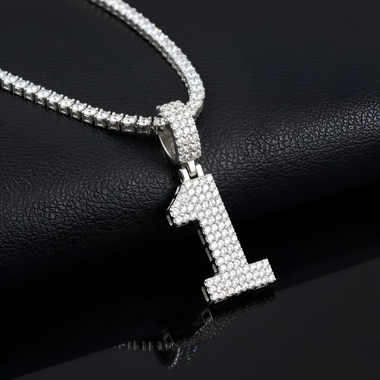 "0-9 " Round Style Numbers Charm with Moissanite Diamond VVS D Color | 925 SILVER | PASS DIAMOND TESTER!!!