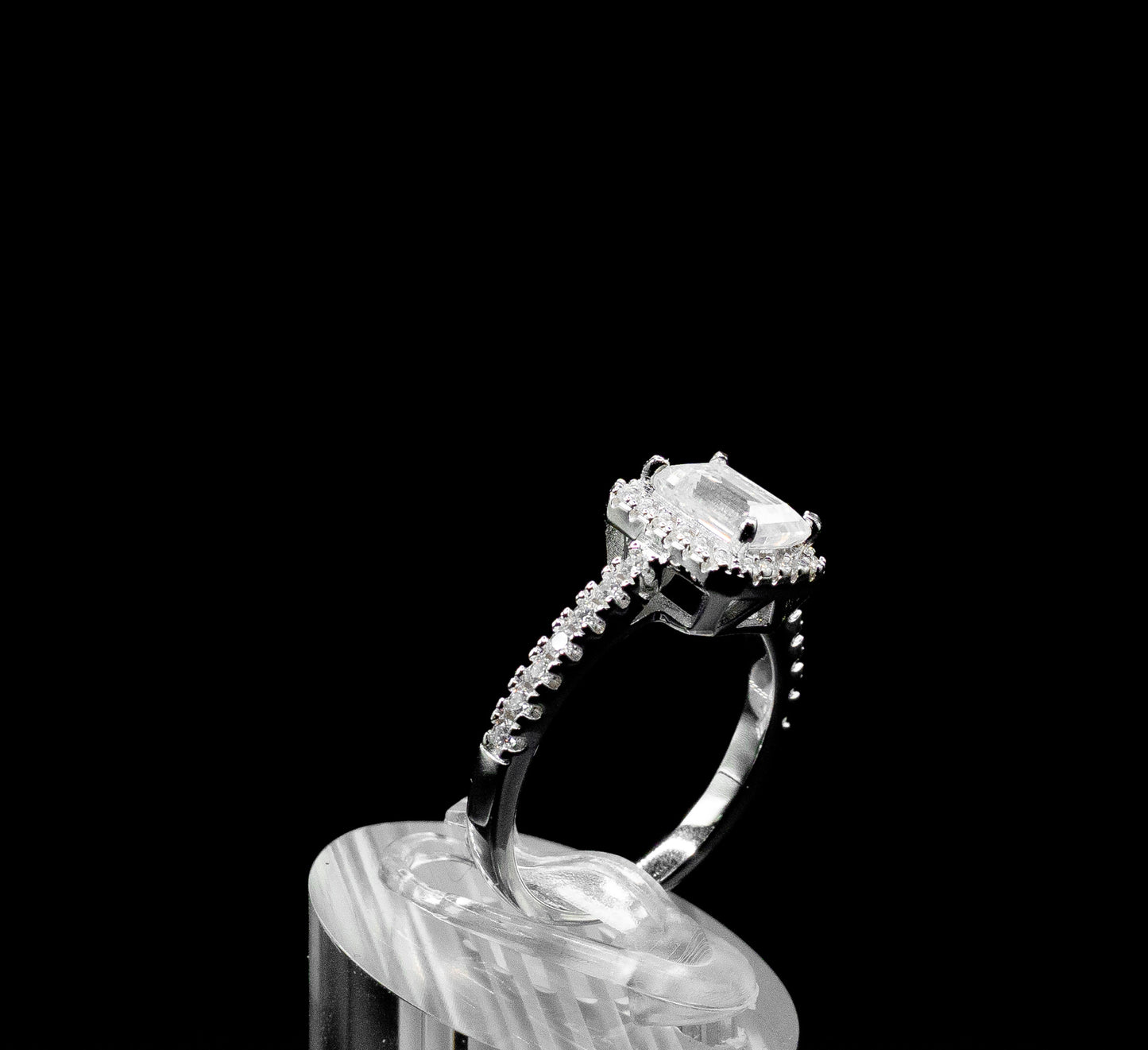 Emerald Moissanite Diamond VVS D Color Halo Engagement Promise Ring | PASSES DIAMOND TESTER!!!