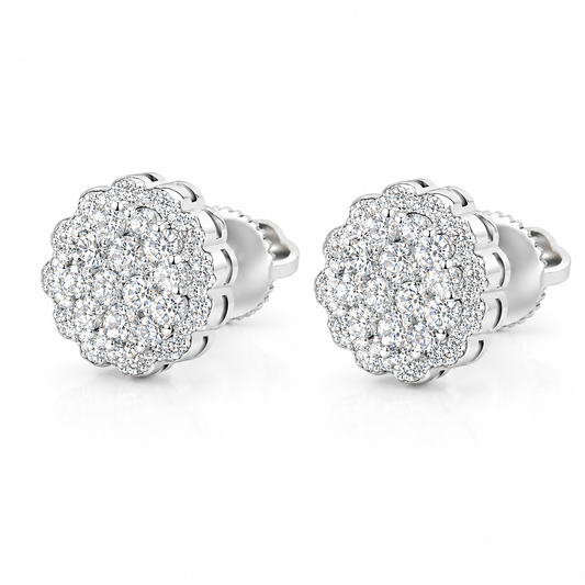 Moissanite Cluster Stud Earrings 9.5MM