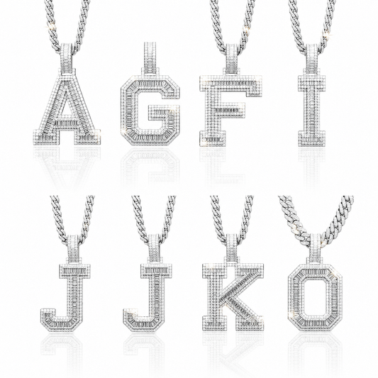 Moissanite Baguette Letter Pendant A-Z 3.5CT