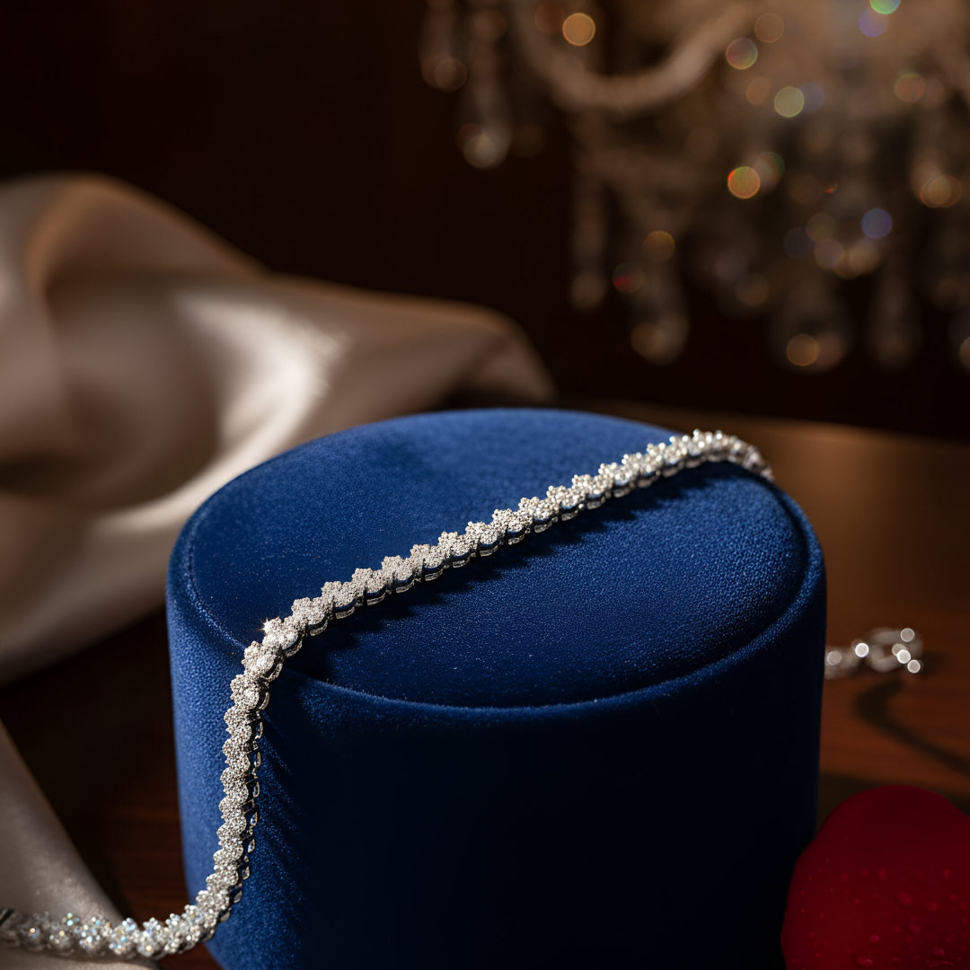 Full Real Round Moissanite Tennis Bracelet Heart Shape Chain 925 Sterling GRA