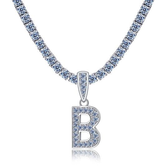A-Z Letter initials - Alphabet charm with Moissanite VVS D Color with 925 Silver 1.00 CARAT | PASS DIAMOND TESTER!!!! WITH NECKLACE/WITHOUT NECKLACE