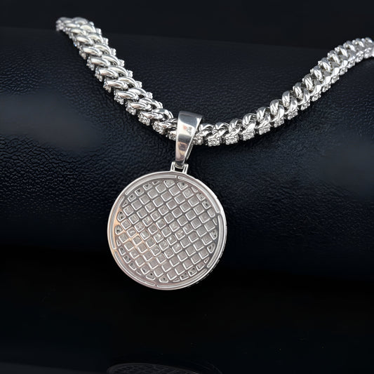 Custom Picture Pendant 3 Row Border style Moissanite Diamond VVS D Color |925 Silver | PASS DIAMOND TESTER!!!