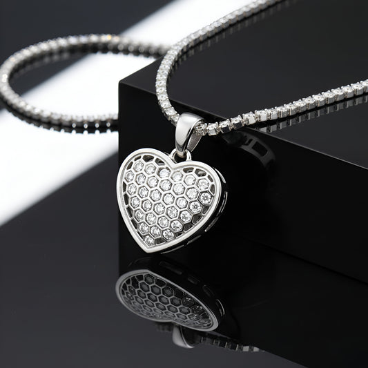 Puff Heart Charm Hip Hop Style with Diamond Cut Chain | Moissanite Diamond VVS D Color | 925 Silver | PASS DIAMOND TESTER!!!