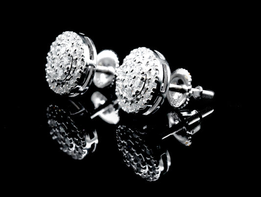 Moissanite Diamond VVS D Color Round Classic Iced Out Earrings Real Silver 925 - 11MM | PASS DIAMOND TESTER