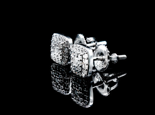 Moissanite Diamond VVS D Color 3-Layer Halo Earrings Real Silver 925 - 6.5MM | PASS DIAMOND TESTER!!