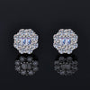 Double Baguette Flower Shape Halo Moissanite Earrings 14K Gold Plated/ Real Silver 925 - 8MM | PASS DIAMOND TESTER!!
