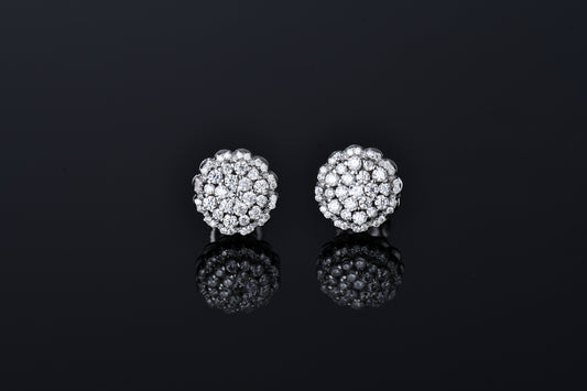 Moissanite Diamond VVS D Color Real Solid Sterling Silver 925 Cluster fine Earring 9.5MM | PASS DIAMOND TESTER