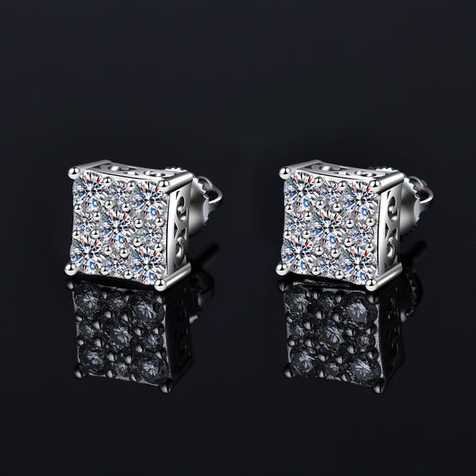 Moissanite Diamond VVS D Color Square Pointer Earrings 14K Gold Plated /Real Silver 925 6MM-9MM | PASS DIAMOND TESTER