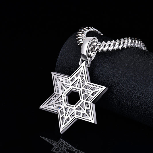 Six Pointer David Star Baguettes 3D Style Moissanite Diamond VVS D Color Pendant |925 Silver | PASS DIAMOND TESTER!!!