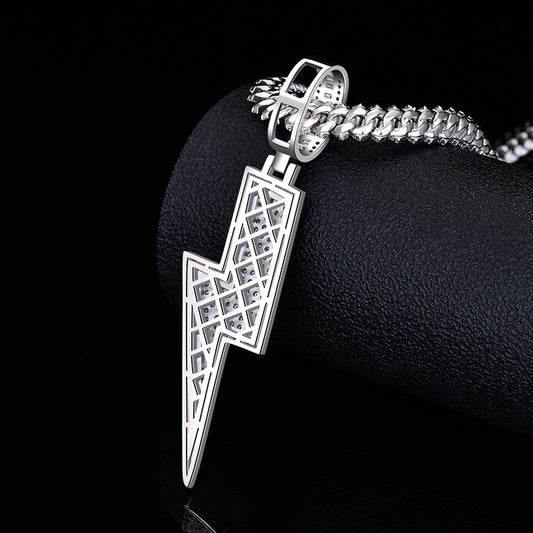 Lightning Shape Pendant for Men's Hip Hop Moissanite Diamond VVS D Color Cross Praying hand | 925 Silver | PASS DIAMOND TESTER!!!