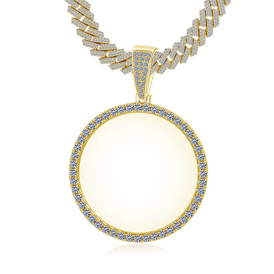 Round Moissanite Memory Pendant Iced Out