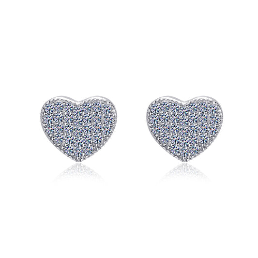 Moissanite 3D Heart Iced Out Stud Earrings