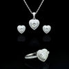 Heart Shape Halo style Moissanite Diamond VVS D Color with Real 925 Silver Women's Set 4.00 Carat - 4 Piece Jewelry Set (Stud Earrings and Necklace and Ring) | PASS DIAMOND TESTER!!!