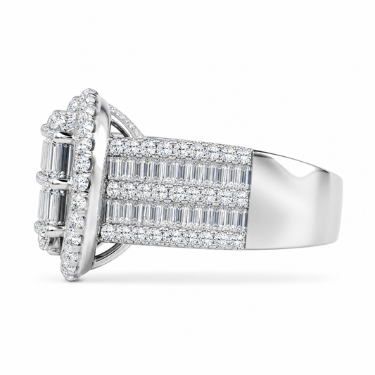 1.60 CTW DEW heart shaped moissanite ring baguette round VVS D color 925 sterling silver