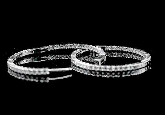Moissanite Diamond VVS D Color Stunning Hoops Real Silver 925 - 25MM-45MM| PASS DIAMOND TESTER