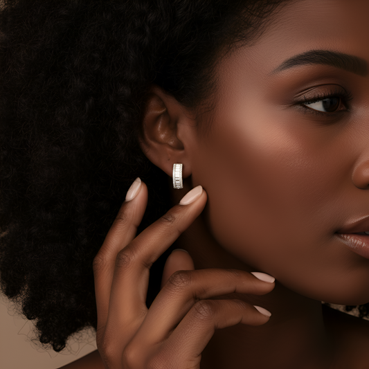 Moissanite Diamond Triple Row Hoop Earrings 14K Gold Plated over 925 silver