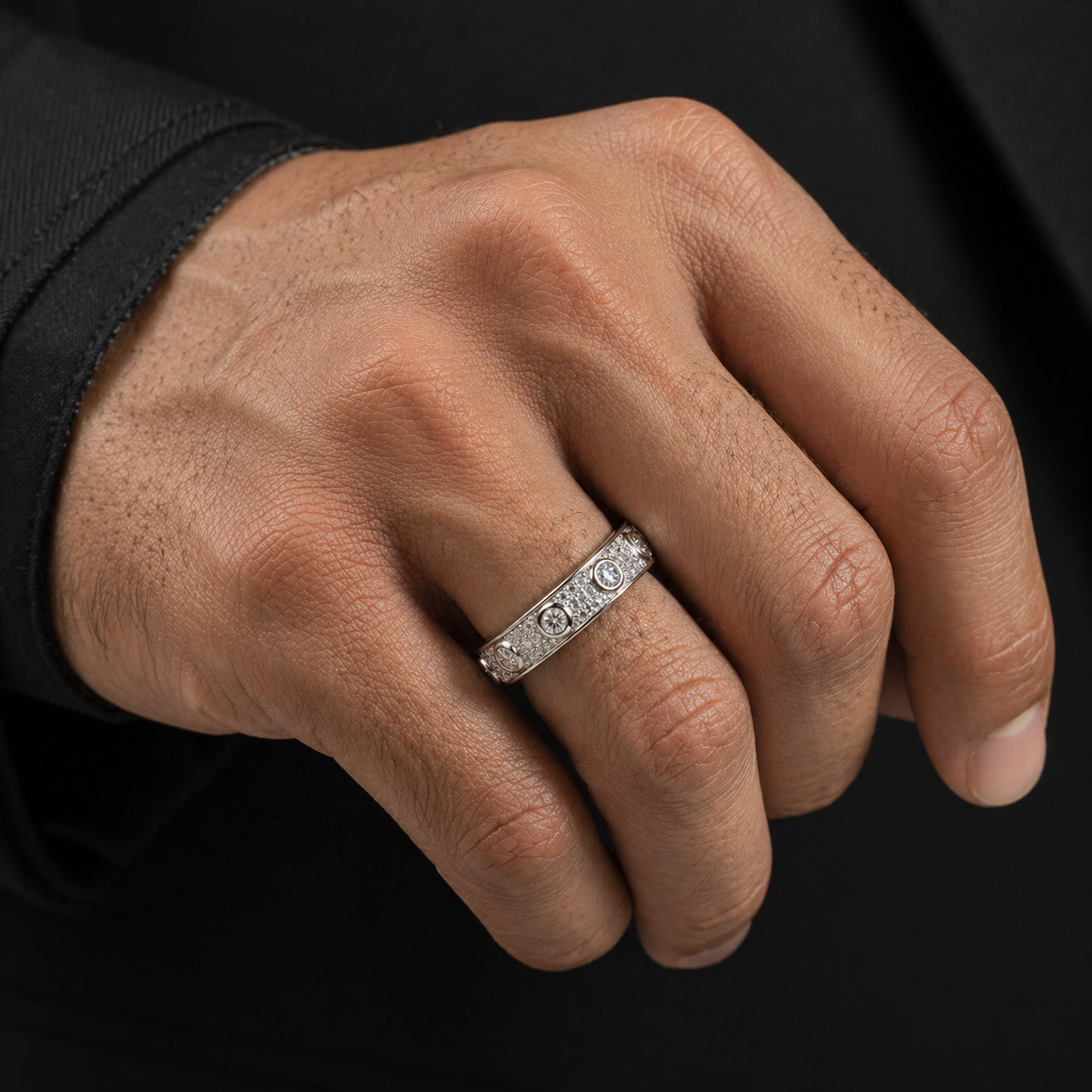 Round Moissanite Eternity Unisex Wedding Band | Passes Diamond Tester