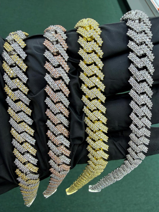 Moissanite Cuban link bracelet 8MM 20MM VVS D color GRA certified 14K gold plated 925 silver