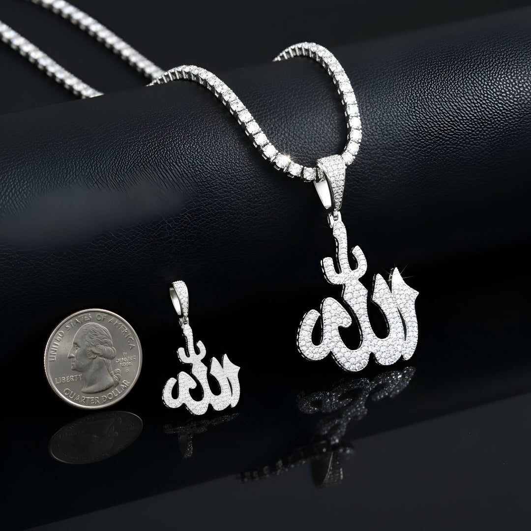 Allah Charm | Moissanite Diamond VVS D Color | 925 Silver | PASS DIAMOND TESTER!!!