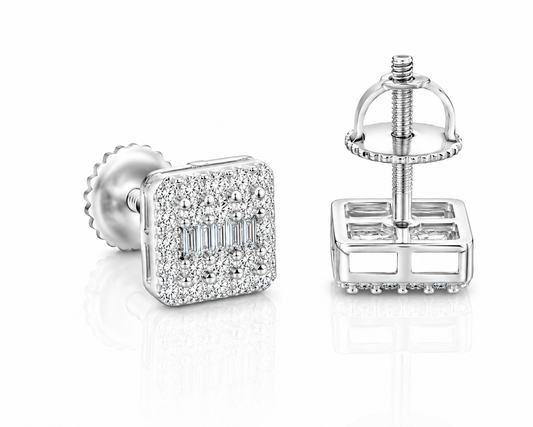 Moissanite Baguette Rectangle Stud Earrings