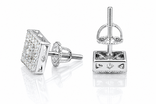 Moissanite Iced Out Square Stud Earrings 8MM