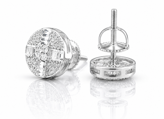 Moissanite Round Baguette Studs 9.5MM
