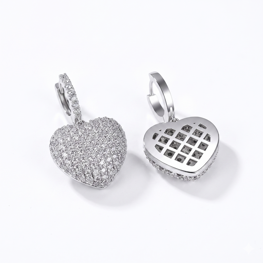 Moissanite Heart Drop Earrings Atlanta
