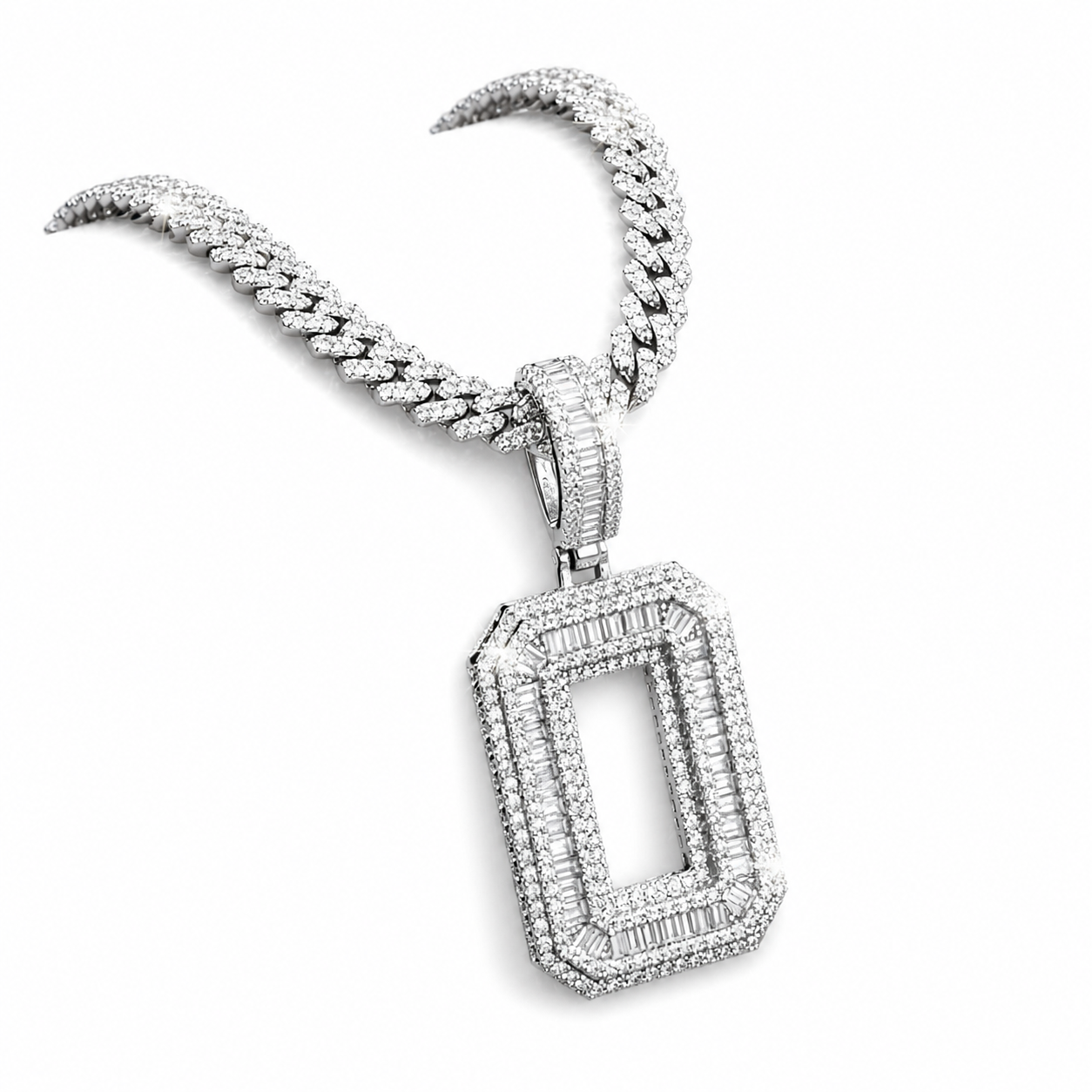 Custom Moissanite Baguette Number Pendant | 3ct VVS D Color | 925 Silver | Iced Out