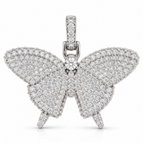 Iced Out Moissanite 3D Butterfly Pendant with Popcorn Chain – 2 CTW, 925 Silver, GRA Certified