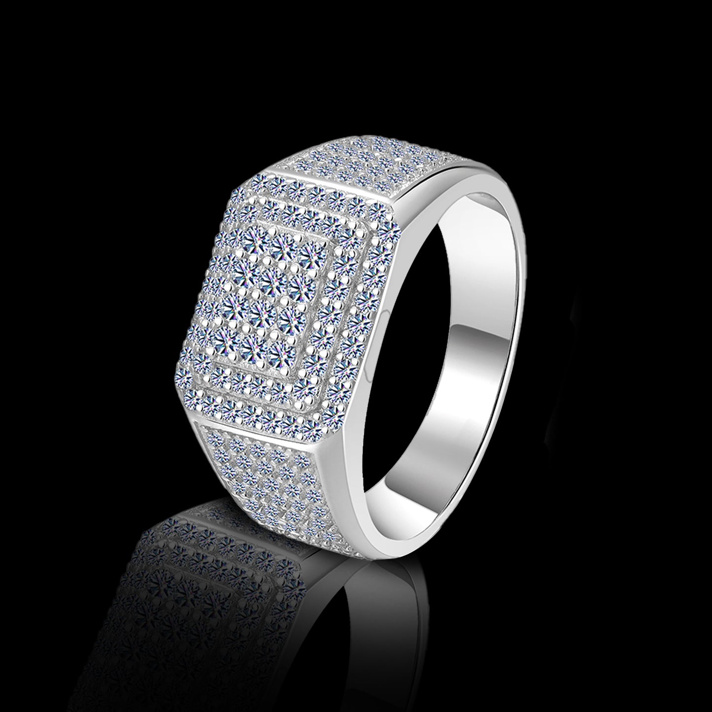 Moissanite Diamond VVS D Color Ring for Men's Real 925 Silver Diamond Pave Rings | PASS DIAMOND TESTER!!!