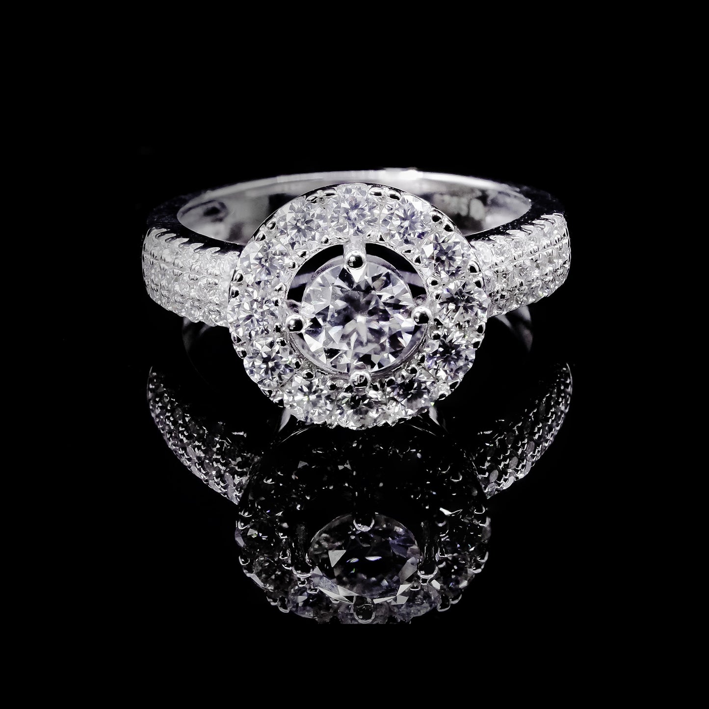Women’s Moissanite Diamond VVS D Color Round Halo Style Ring | PASS DIAMOND TESTER!!!