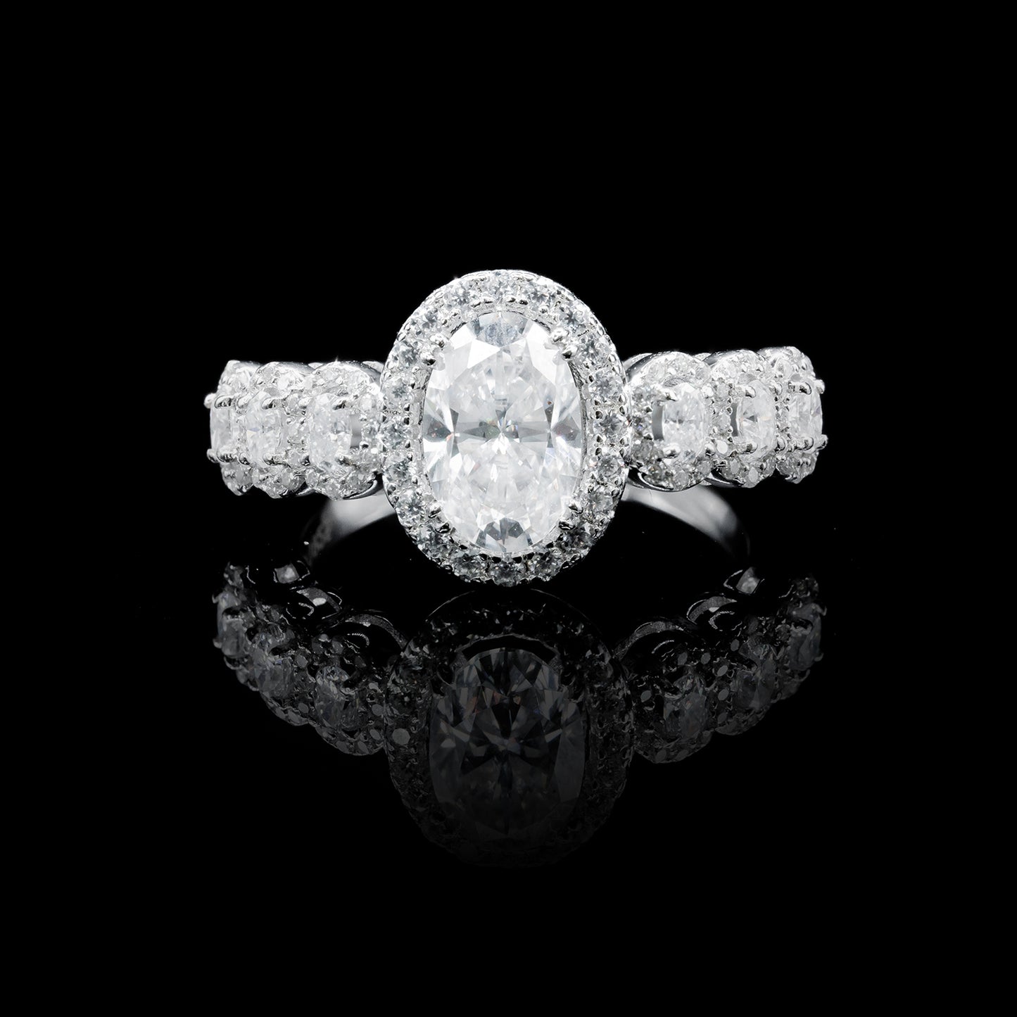 Women’s Moissanite Diamond VVS D Color Oval Halo style ring | PASS DIAMOND TESTER!!!