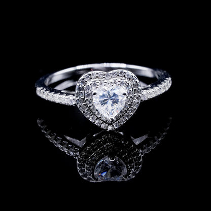 Women’s Moissanite Diamond VVS D Color Heart Halo Ring VVS D Color with 925 Silver | PASS DIAMOND TESTER!!!