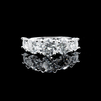 Women's Moissanite Diamond VVS D Color Round Cut 5 Stone Moissanite Ring | PASS DIAMOND TESTER!!!