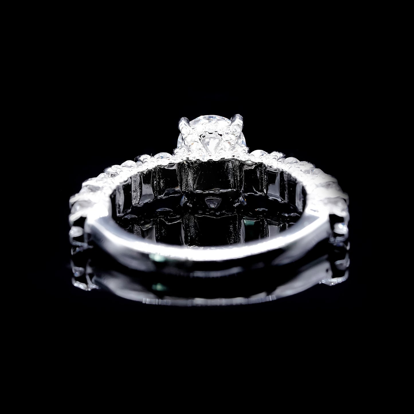 Pave Style Round Moissanite Diamond VVS D Color Engagement Ring | PASSES DIAMOND TESTER!!!