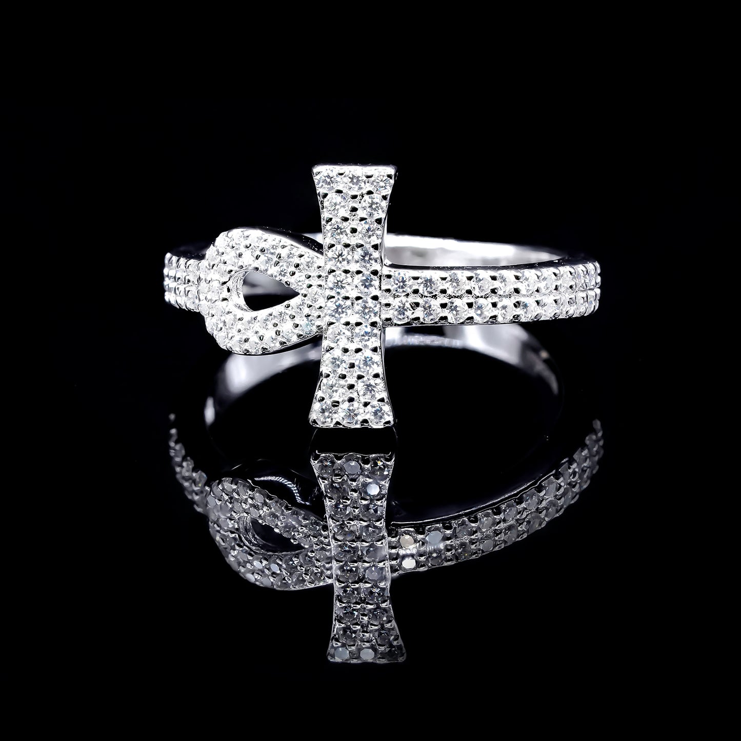 Women’s Moissanite Diamond VVS D Color Ankh Style Ring | PASS DIAMOND TESTER!!!