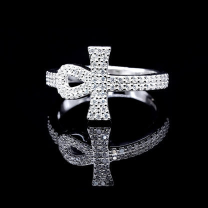 Women’s Moissanite Diamond VVS D Color Ankh Style Ring | PASS DIAMOND TESTER!!!