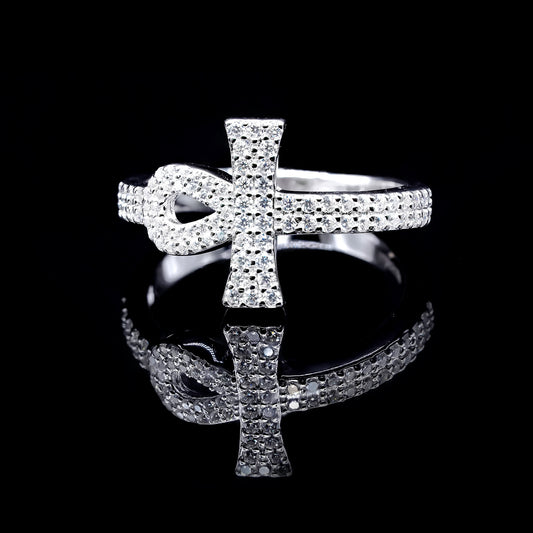 Women’s Moissanite Diamond VVS D Color Ankh Style Ring | PASS DIAMOND TESTER!!!