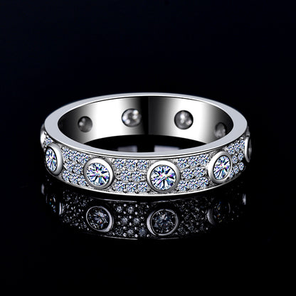 Classic Round Moissanite Diamond Eternity Unisex Wedding Band | 925 silver | PASS DIAMOND TESTER!!!
