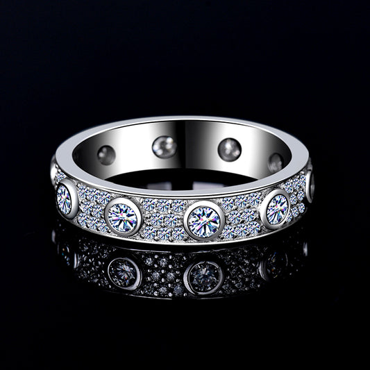 Classic Round Moissanite Diamond Eternity Unisex Wedding Band | 925 silver | PASS DIAMOND TESTER!!!