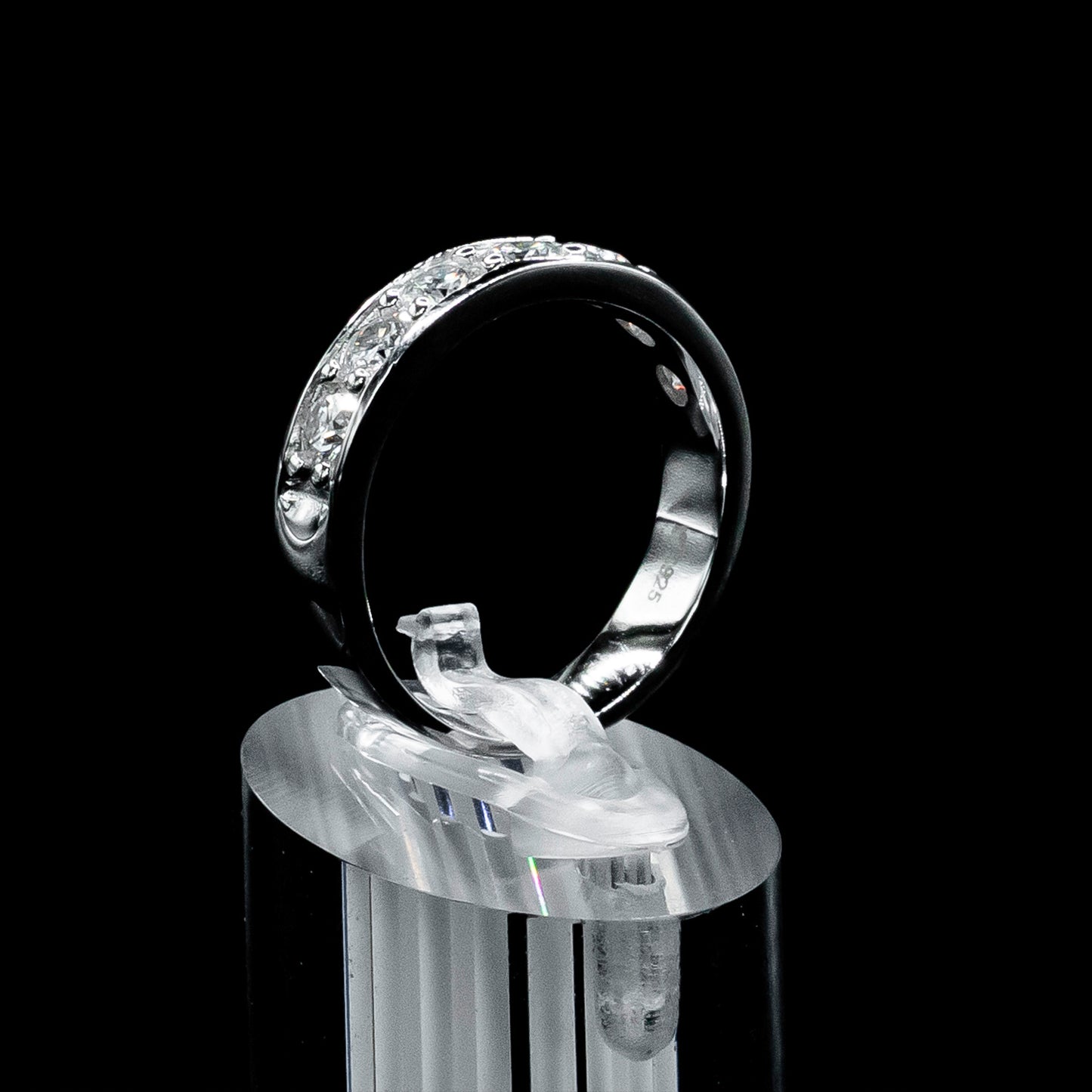 Moissanite Diamond VVS D Color single row big stones half wedding band for mens with 925 silvers  PASS DIAMOND TESTER!!!