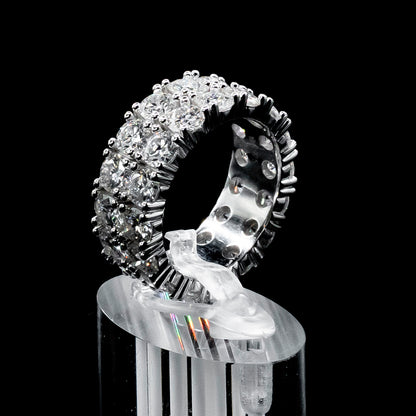Moissanite Diamond VVS D Color 2 row band fully eternity band for men's with Real 925 silver    | PASS DIAMOND TESTER!!!