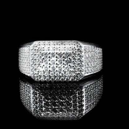 Moissanite Micro Pave Square Ring
