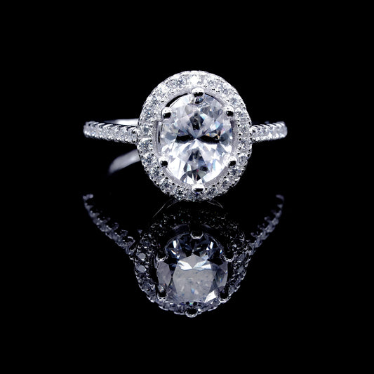 Women’s Moissanite Diamond VVS D Color Oval Shape Halo Style Ring | PASSES DIAMOND TESTER!!!